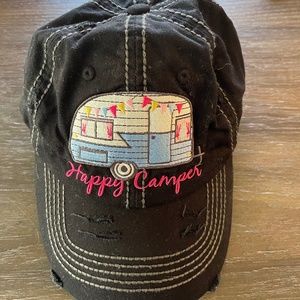 Happy Camper Distressed Ball Cap